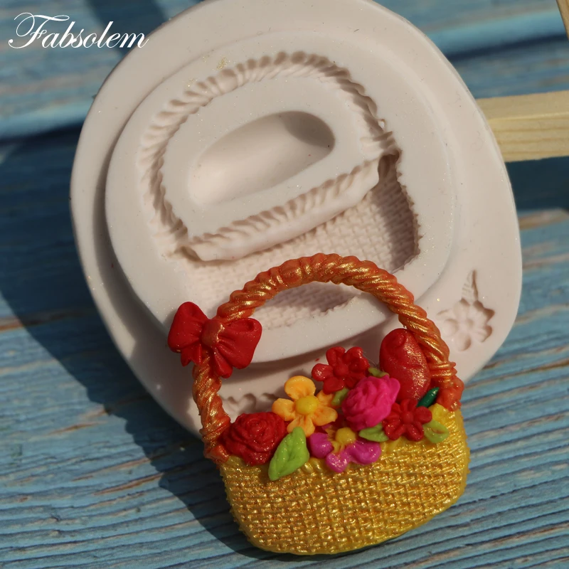 flower basket shape silicone white food cake mold fondant mould baking