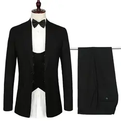 Новый популярный мужской костюм высокого качества (пальто + брюки + жилет) мужской деловой костюм свадебное платье Жених платье на заказ