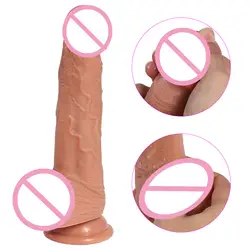 7,87 дюймов Реалистичная присоска мужской двухслойный силиконовый пенис для женщин реалистичный пенис большая присоска мягкий гелевый
