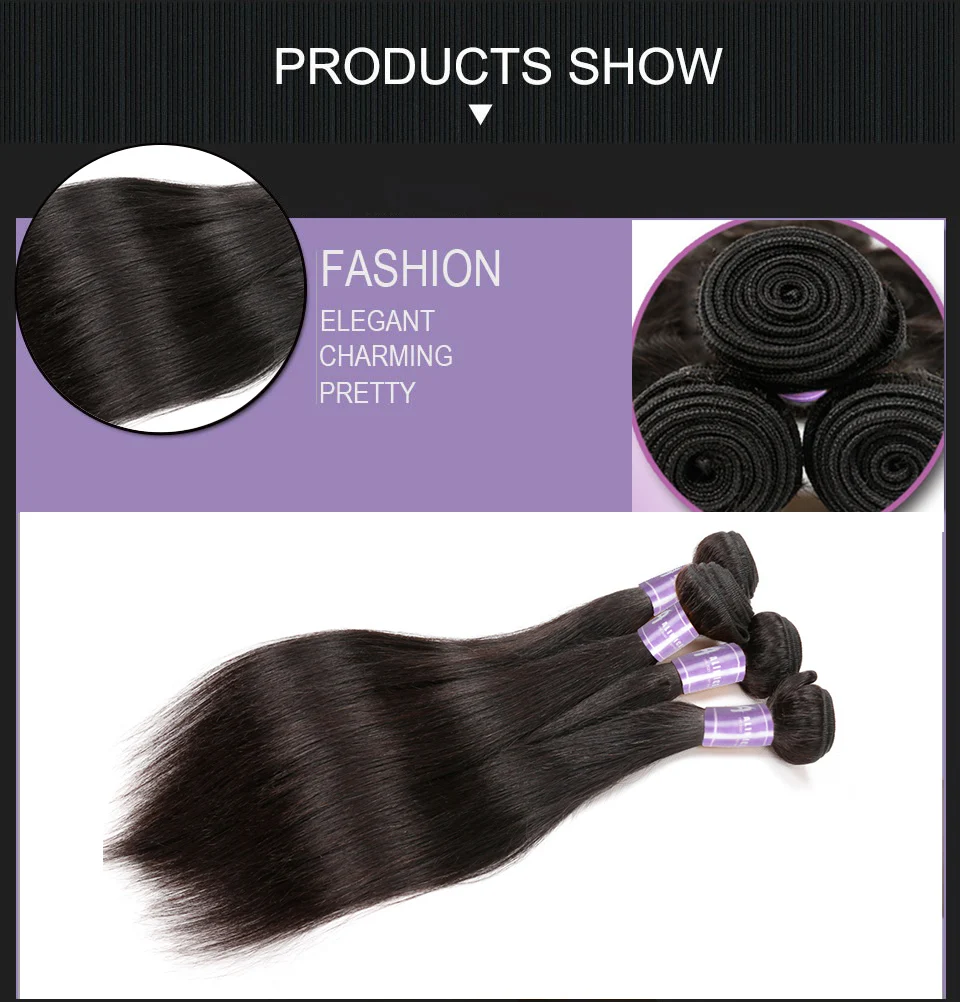 Peruvian Straight Hair Bundles Non-Remy Human Hair Weave Bundles Machine Double Weft Alimice Hair Extension Natural Color (2)