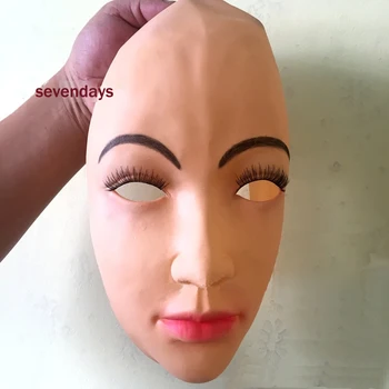 

Top Grade Handmade Silicone Sexy And Sweet Half Female Face Mask Ching Crossdress Mask Crossdresser Doll Mask Lady Skin Mask toy