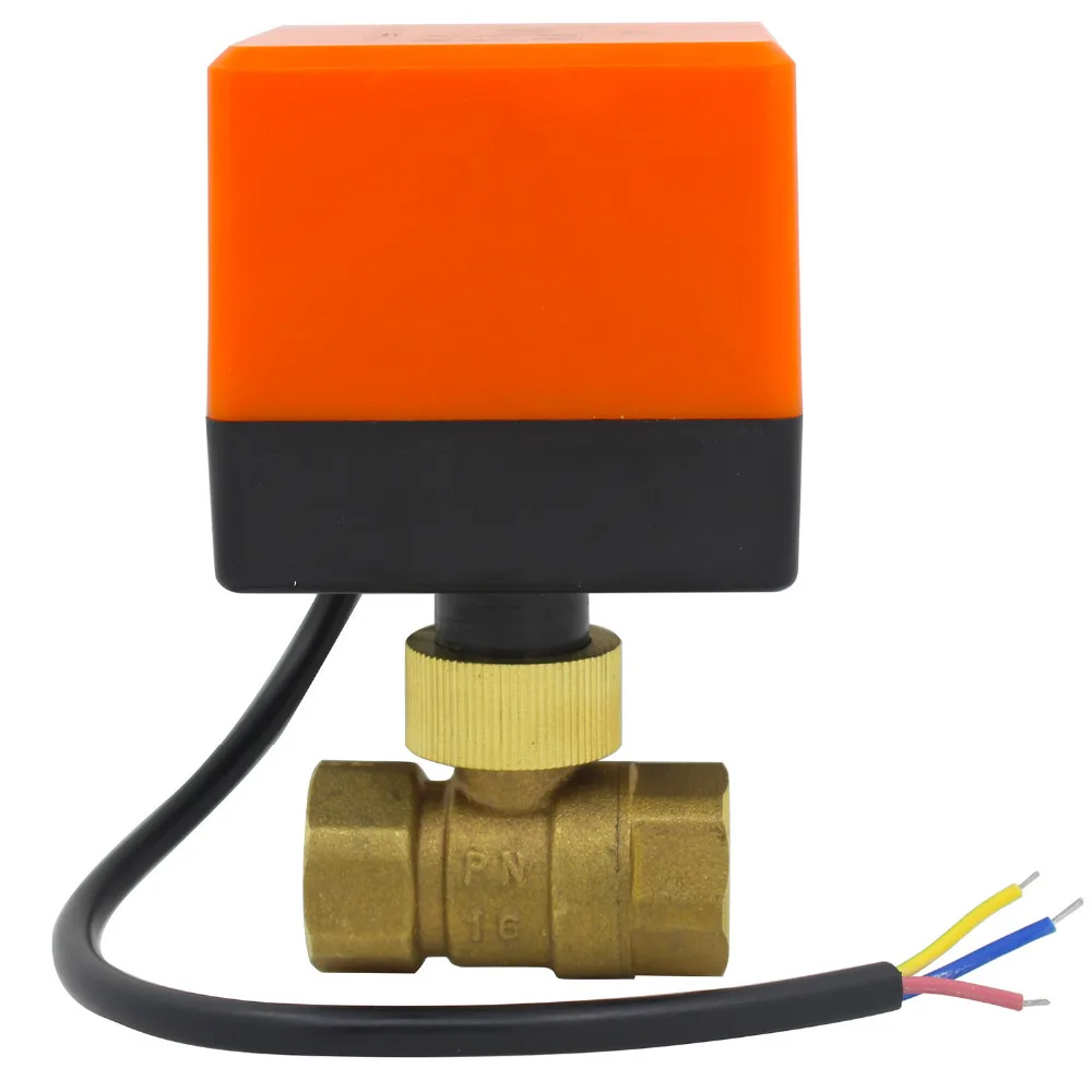 G1/2 дюйма AC220v DC24v DC12v Электрический моторизованный латунный шаровой клапан с