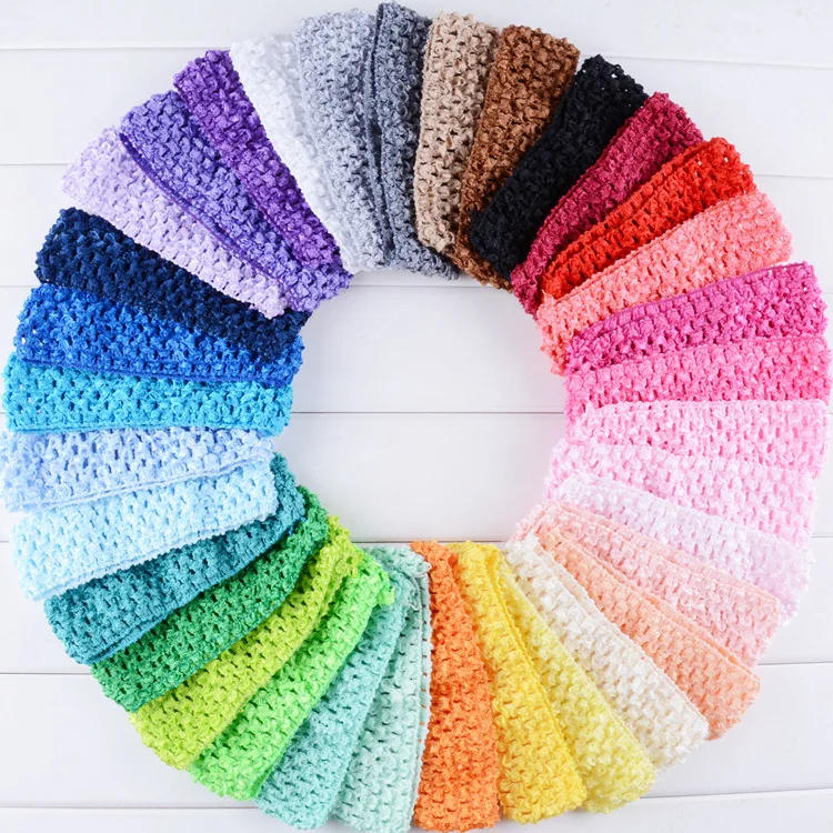 

5pcs/lot 1.5" Girls Stretchy Elastic Hair Band Girl TuTu Crochet Headband For Kids Hair Accessories F102
