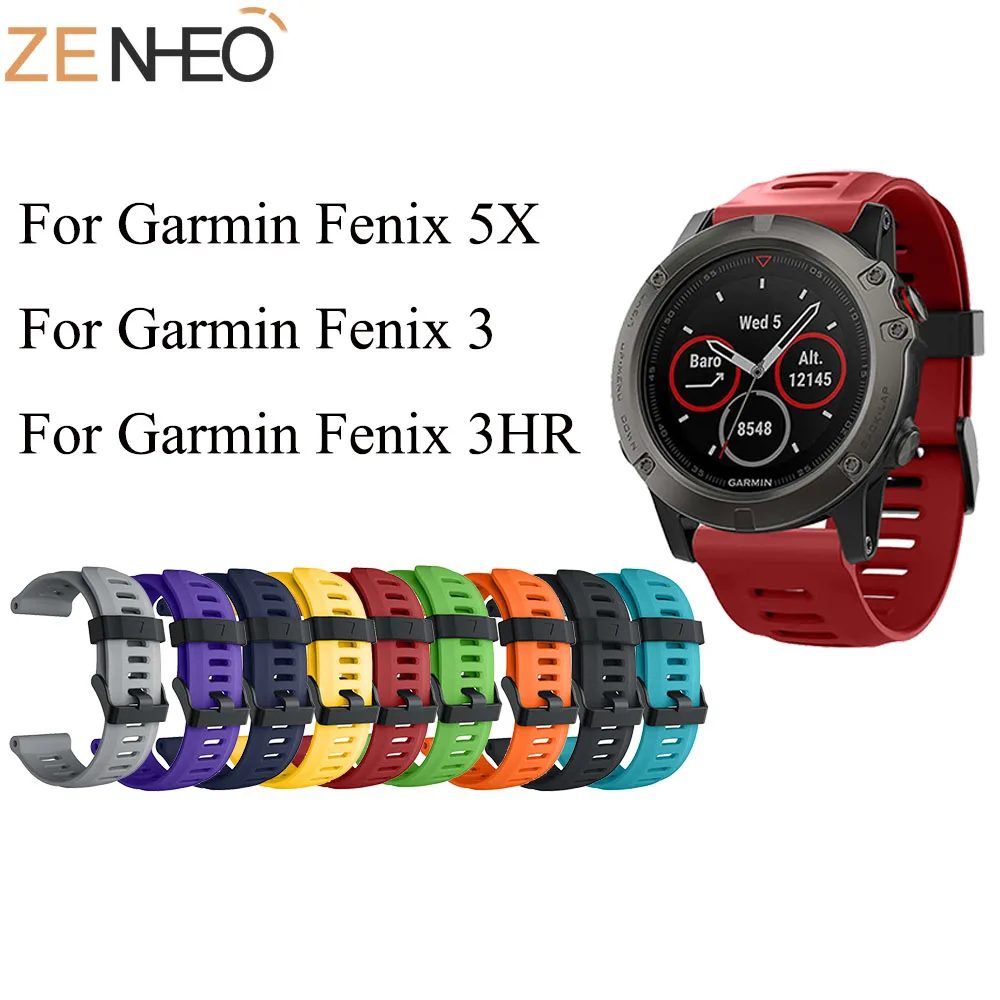 Силиконовый спортивный ремешок 26 мм для Garmin Fenix 5X, Смарт-часы, ремешок на запястье, сменный ремешок для часов Garmin Fenix 3/3HR 5X Plus, ремешок