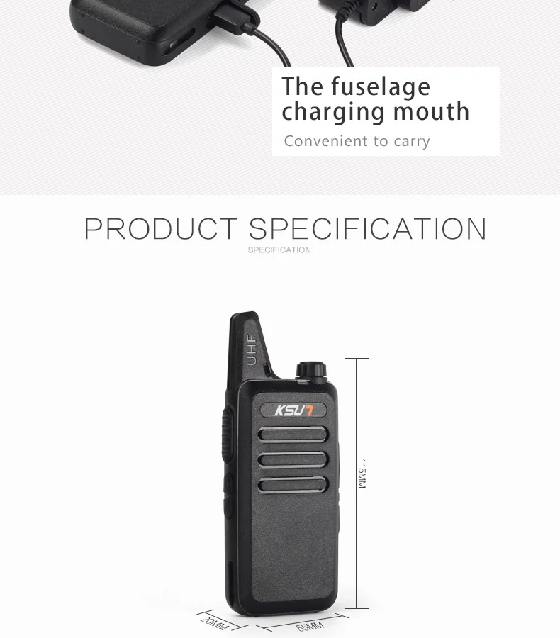 Walkie Talkie KSUN X-63TFSI Ham двухстороннее радио Walkie Talkie двухдиапазонный приемопередатчик BUXUN X-63(черный