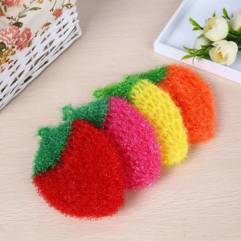 Durable Acrylic Sanitary Strawberry Dish Scrubber Sponge Cloth Towel