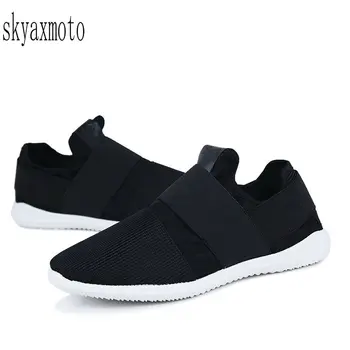 

Skyaxmoto Men Fashion Sneakers Slip-on Footwear Size 39-44 Hot Sale Breathable Mesh Upper Man Casual Shoes Black / White / Grey
