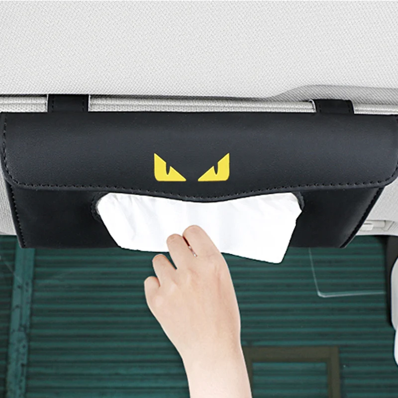 

1 X Car Sun Visor Tissue Holder with Black PU Leather Auto Paper Storage Case Car Interior Accessories Style Shipping Free