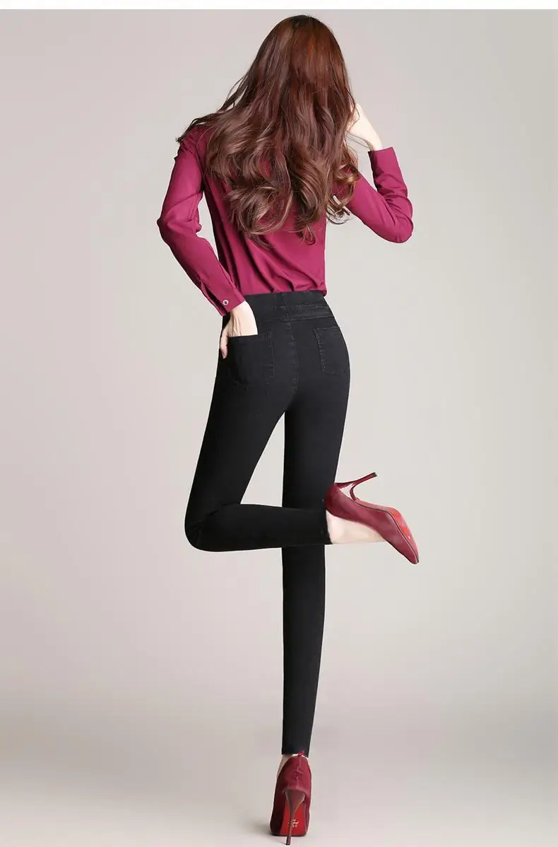 

Pencil Slim Skinny Jeans Big Yards Lmitation Jeans Pants Women Spring Autumn Elastic Waist Trousers Ladies Vintage
