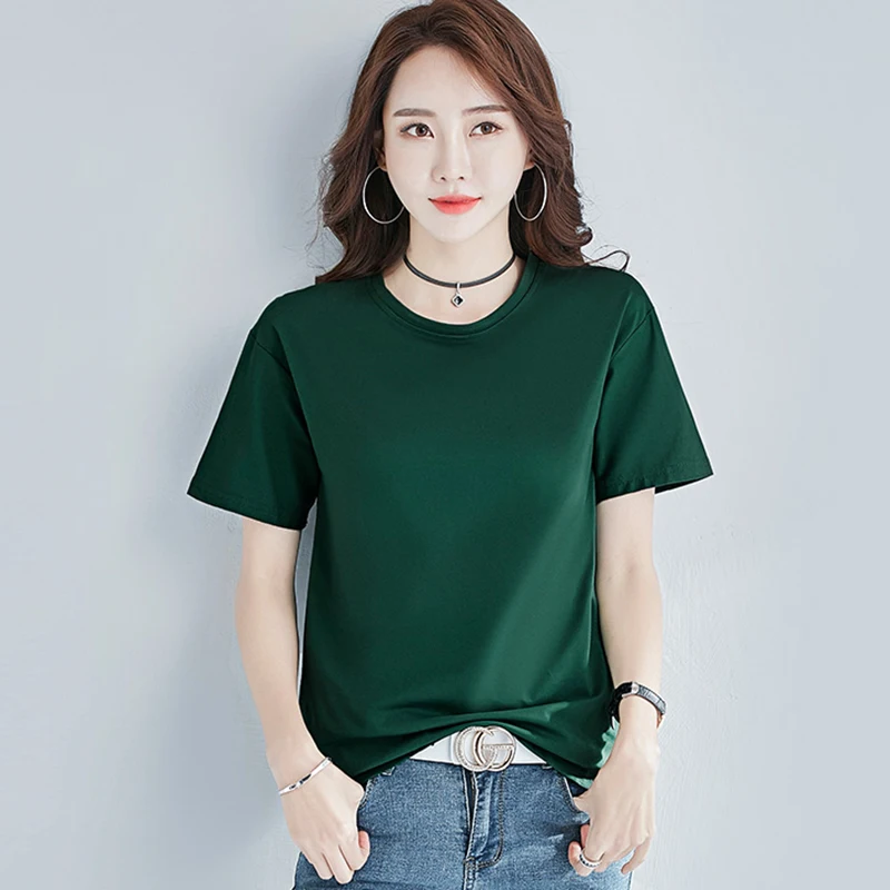 

White Tshirt Women Clothes Cotton Summer Tops Female T-shirt Top Short Sleeve Black korean Tee Shirt Femme New 2019 Yellow Beige
