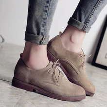 HZXINLIVE/женские туфли-оксфорды; сезон весна-осень; обувь из натуральной кожи; Женская замшевая обувь на плоском ходу; кожаная женская обувь на плоской подошве размера плюс 41, 42