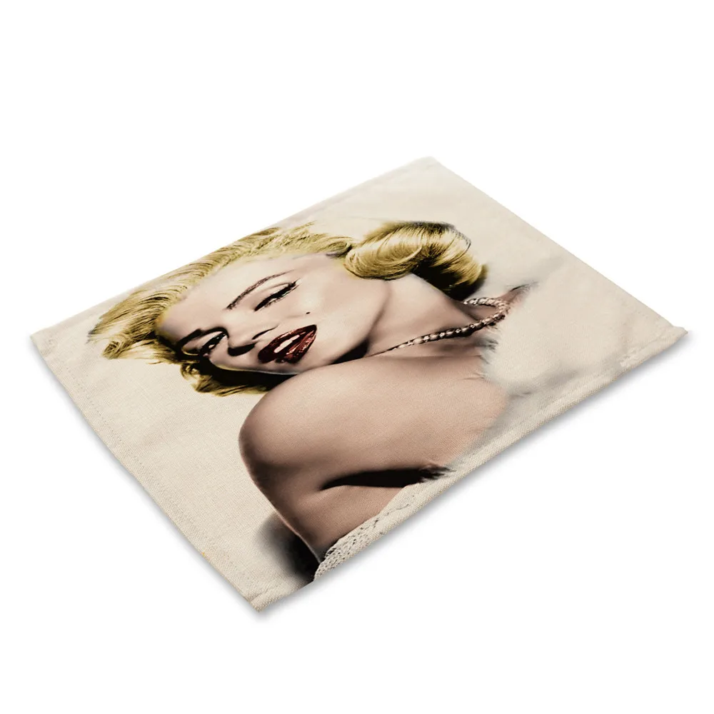 عالية الجودة طاولة طعام الحصير فن البوب مارلين مونرو القطن الكتان المواد المطبخ المنزل ديكور للطاولات شابلن المفارش