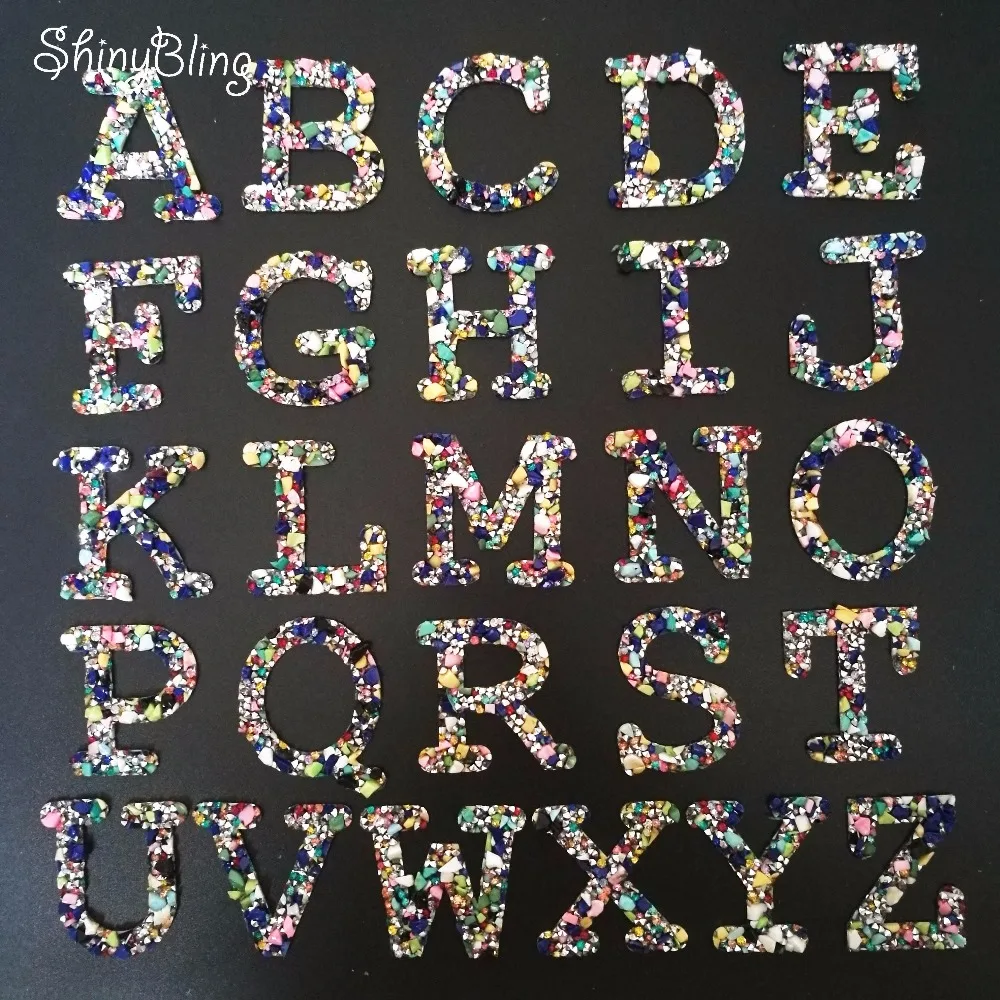 

Letters Patch Alphabet Embroidered Applique diamon Rhinestone Colorful Letters iron on Patches