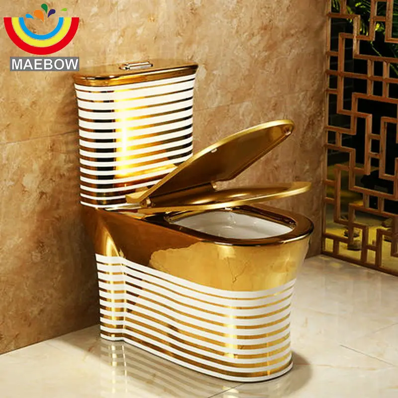 Художественный Золотой Цельный унитаз Циклон Промывка s-ловушка напольный роскошный вилла ванная комната сиденье Туалет