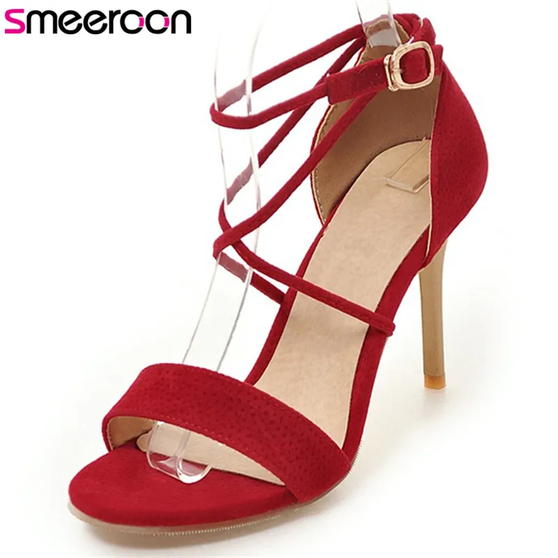 

Smeeroon 2018 new arrival women sandals simple buckle summer shoes fashion solid color party shoes sexy thin high heels shoes