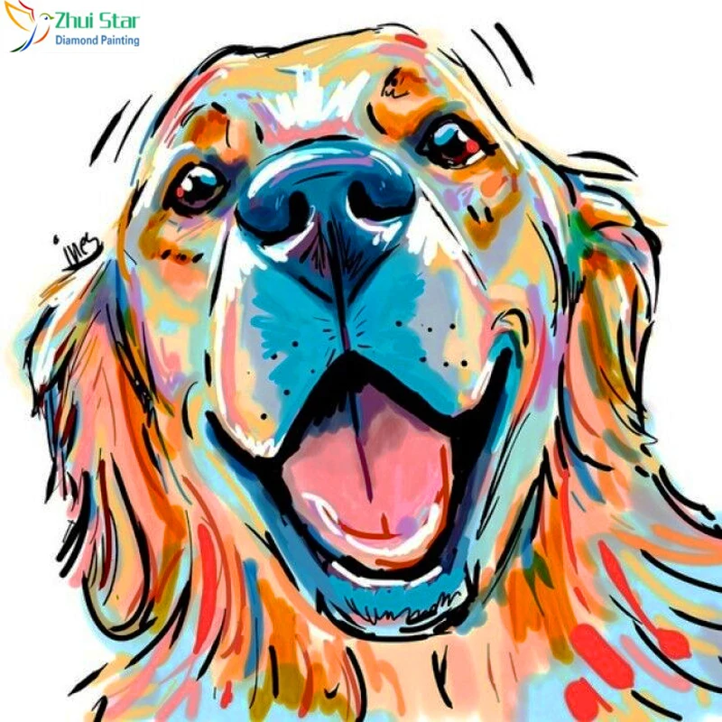 z -- 5d diy Full diamond embroidery Square drill diamond painting cross stitch dog animal picture mosaic pattern stickers gift