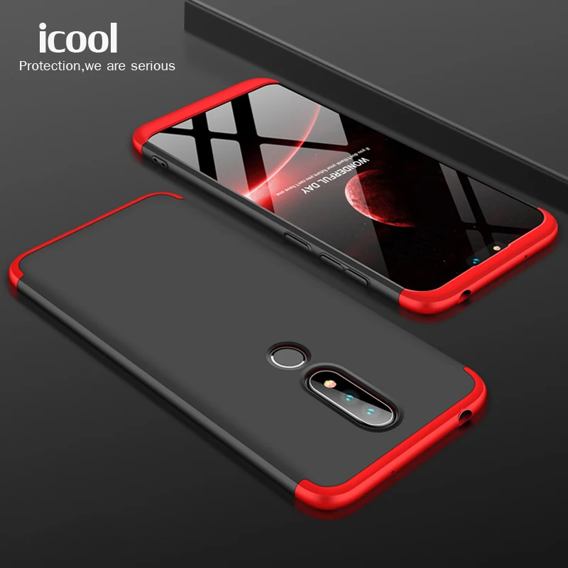 

icool for Nokia 6.1 Plus Case 3 in 1 Design 360 Protection Shock-proof Hard PC Matte Case for Nokia X6 Phone Cover Capa