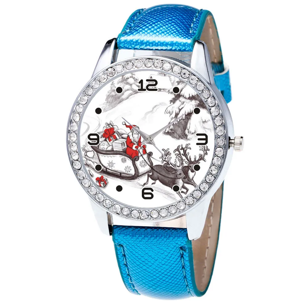 Christmas Sled Diamond Leather Band Analog Quartz Vogue Wrist Women Watch Christmas Sled Diamond Leather Band Analog Quartz Vogue Wrist Women Watch