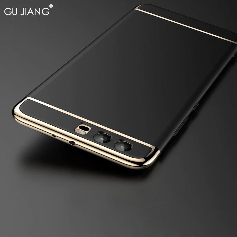 GU JIANG Brand Luxury 3 in 1 Full Cover Skin-like Protector Case for Huawei P10 and PLUS Electro-plating Cell Phone Shell |