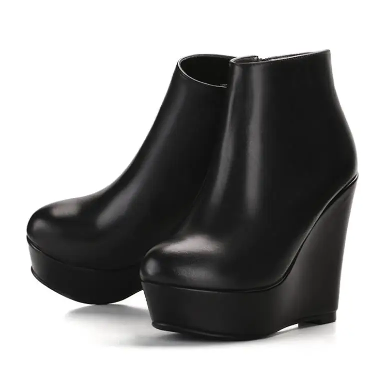 

Autumn and winter slopes and thick bottom round head leather 12CM Martin boots