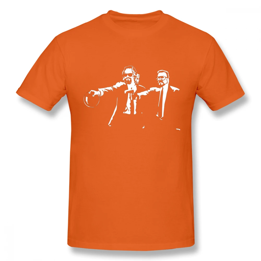 Big Lebowski Dude Abides Walter Pulp fiction, футболка, смешной уникальный дизайн, Мужская футболка, хлопок, большой размер, Camiseta - Цвет: Оранжевый