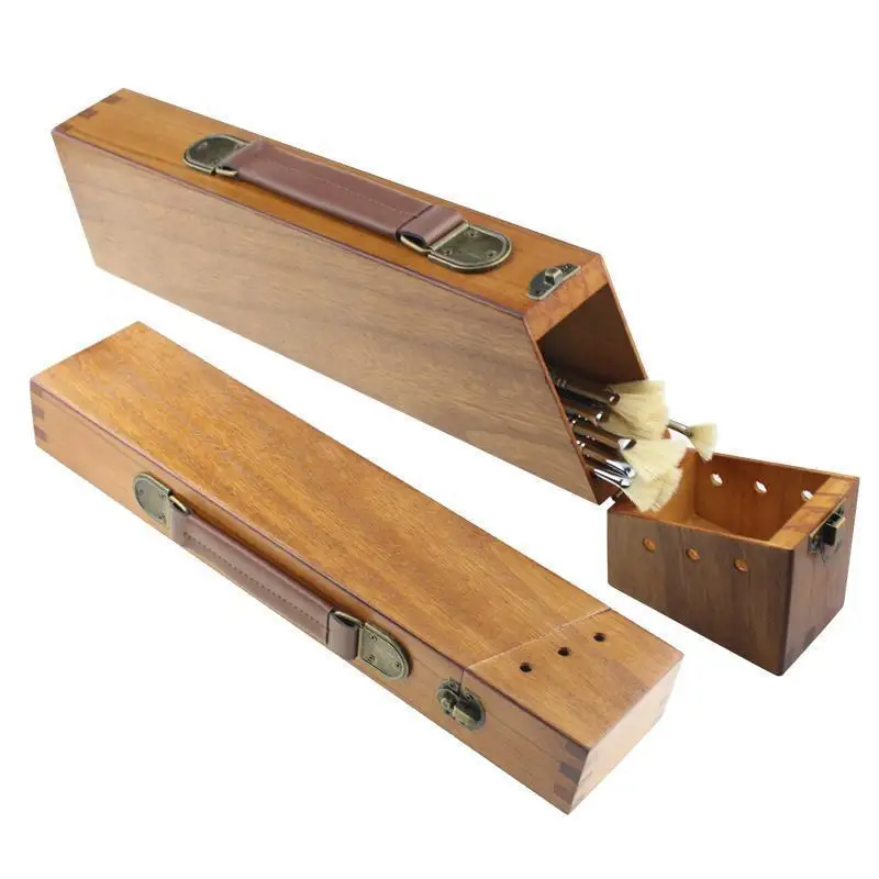Ретро деревянная квадратная Кисть Карандаш Кисть коробка для хранения большая емкость