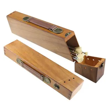 

Retro Wooden Square Brush Pen Pencil paintbrush Storage Box Large Capacity