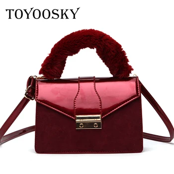 

TOYOOSKY Small Flap Bags For Women 2018 Winter Crossbody Bags Ladies Shoulder Handbags Fashion Retro Fur Handle Bolsas Femininas