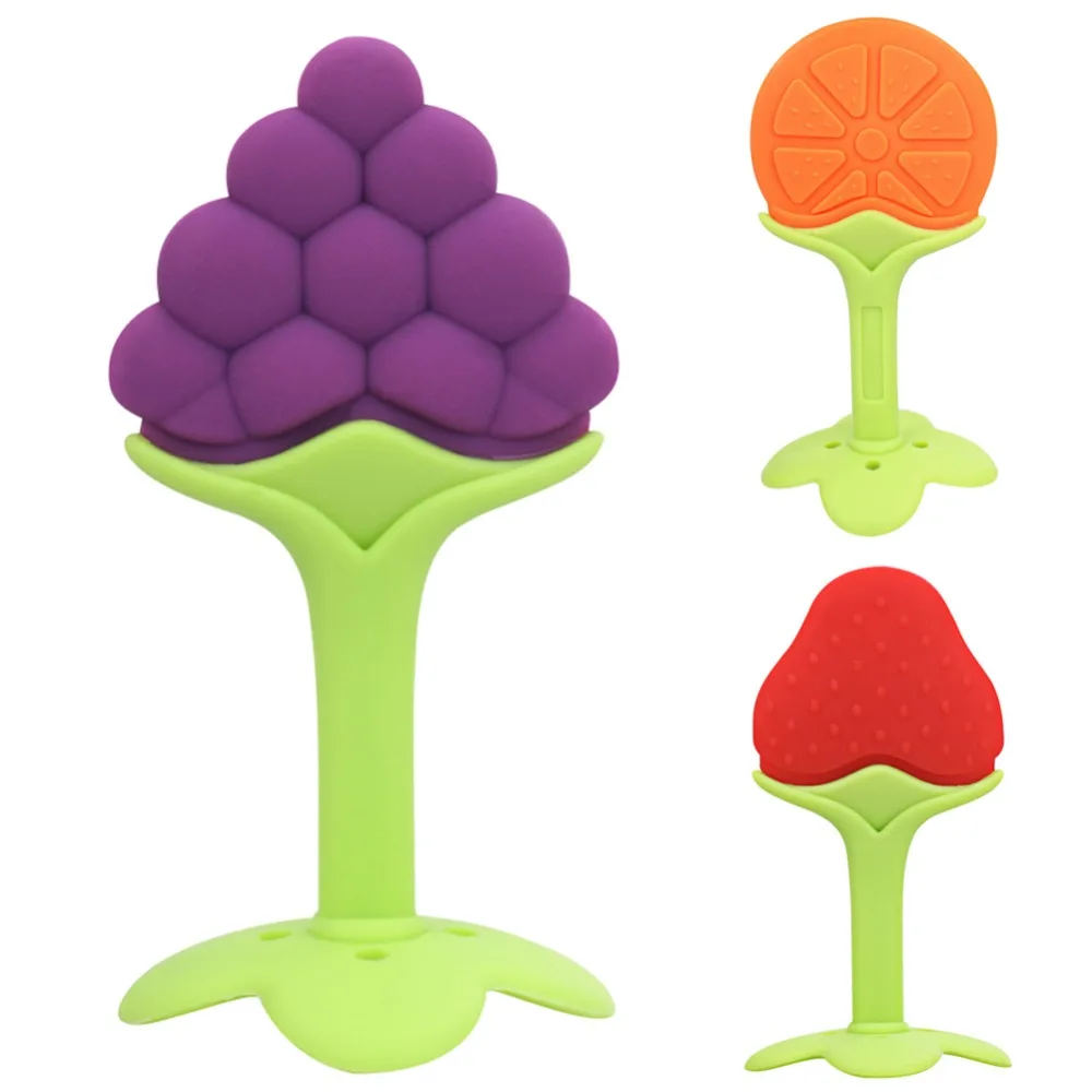 Fruit Teething Toothbrush infant baby teether stick chews Silicone