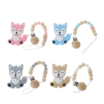 

1PC Silicone Teether Beads Pacifier Chain Clip Baby Teething Ring Babies Pacifier Clips With Holder