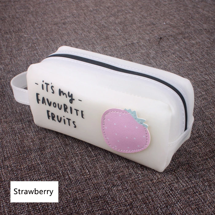 Silicone Big Kawaii Pencil Case Cartoon Fruit Pencil Box Large Bag Zipper Pencil Bag For Student Gift School Stationery Supplies (50)