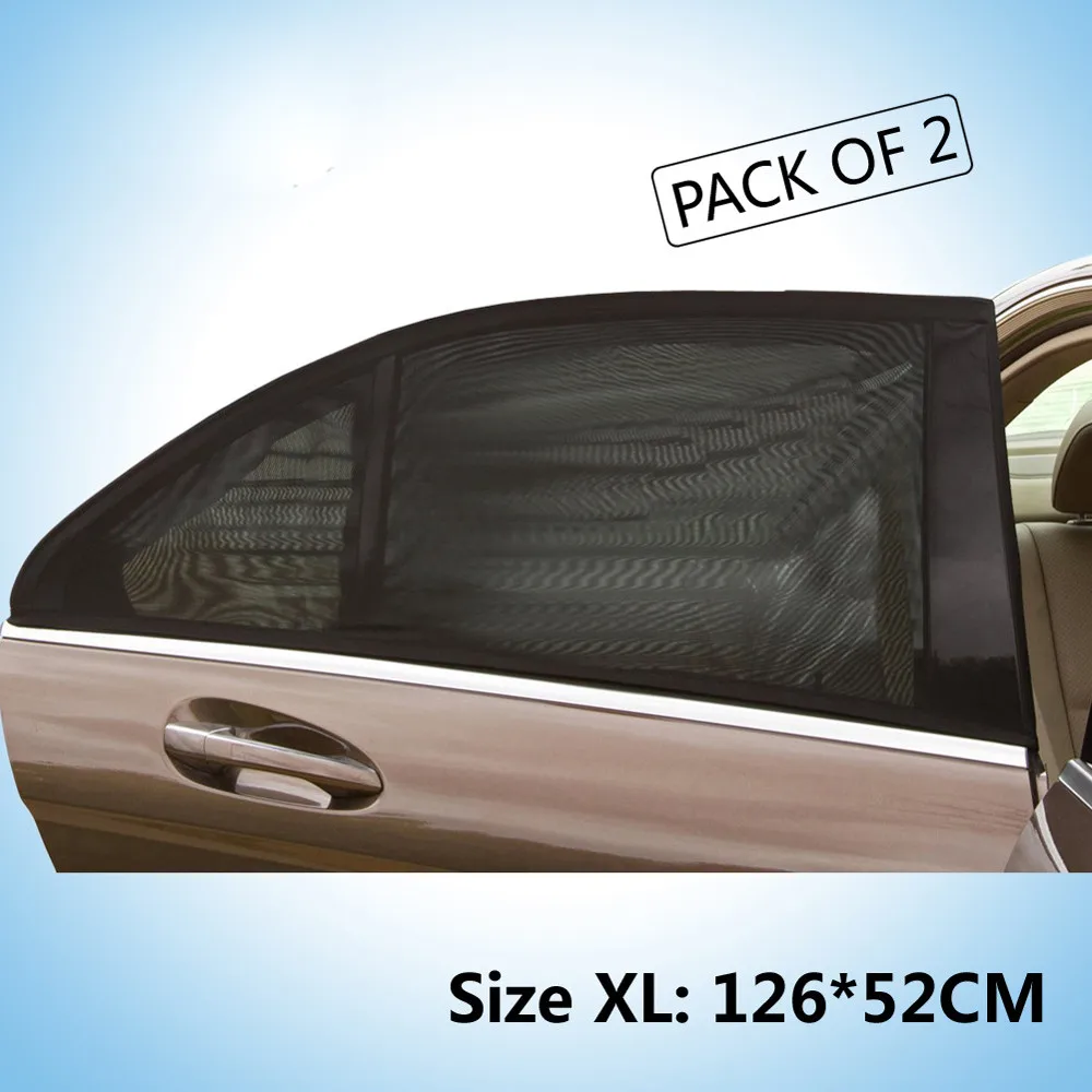 

126cm x52cm Car-styling AUTO 2x Car Rear Window UV Mesh Sun Shades Blind Kids Children Sunshade Blocker Black HOT #YL5