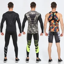 Новые мужские компрессионные футболки MMA Rashguard для фитнеса с длинным рукавом, базовый слой кожи, облегающие футболки для тяжелой атлетики, шорты для бега