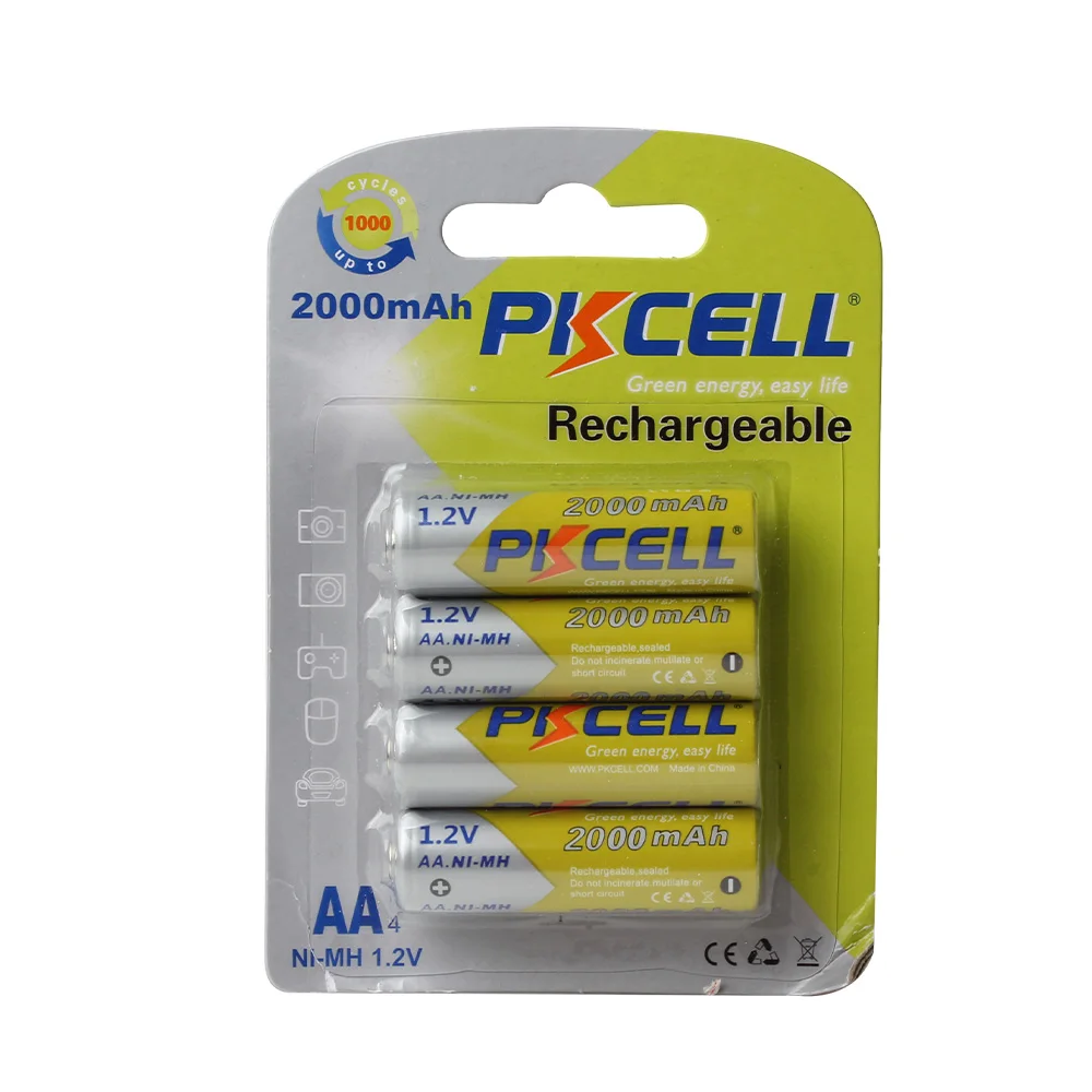 4 шт/карта PKCELL AA батарея 1,2 V 2000mAh Ni-MH AA Аккумуляторная батарея батареи Bateria Baterias для камеры