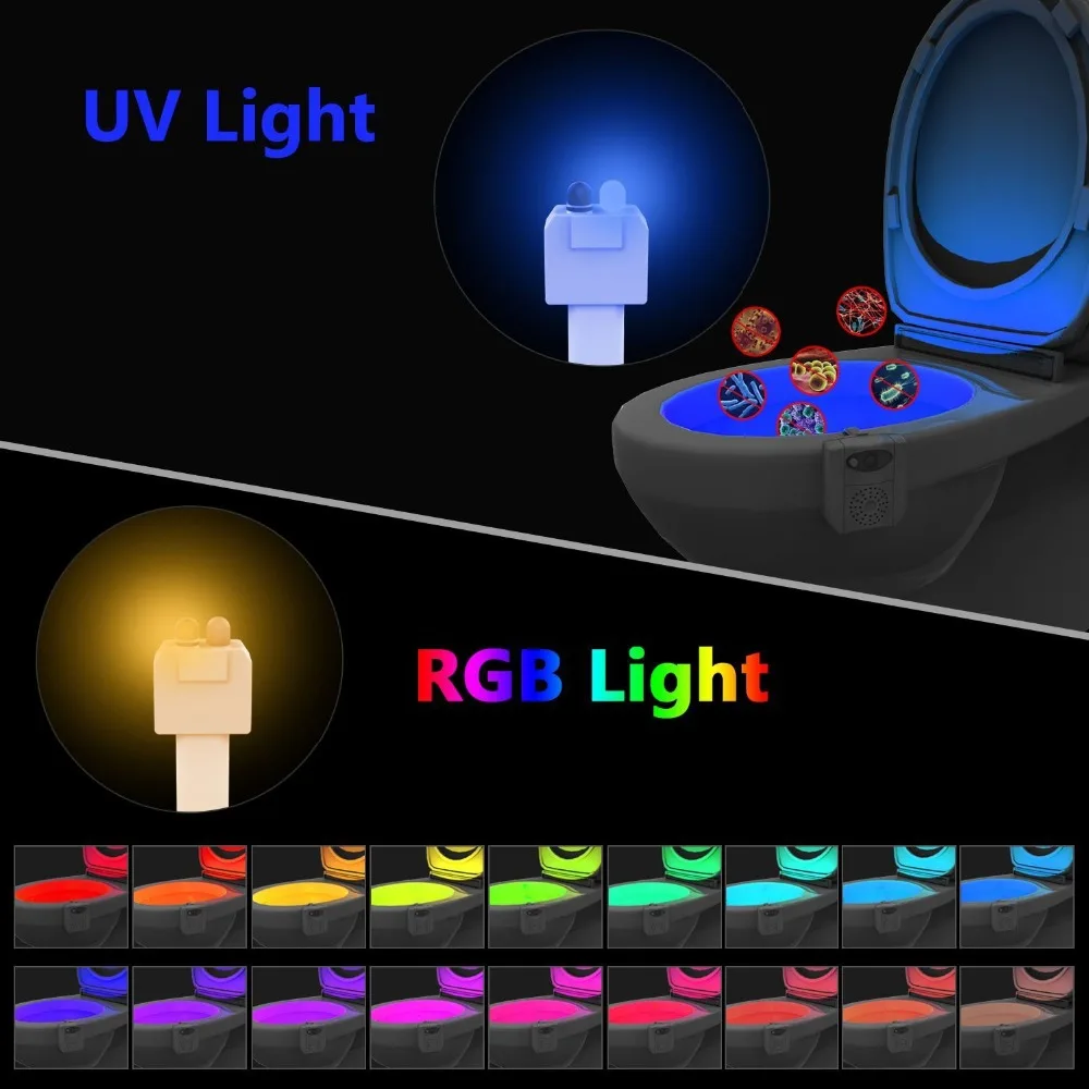 Умный ПИР датчик движения сиденье для унитаза УФ Ночной светильник 16 цветов водонепроницаемый подсветка унитаз светодиодный ароматерапия лампа WC ночной Светильник