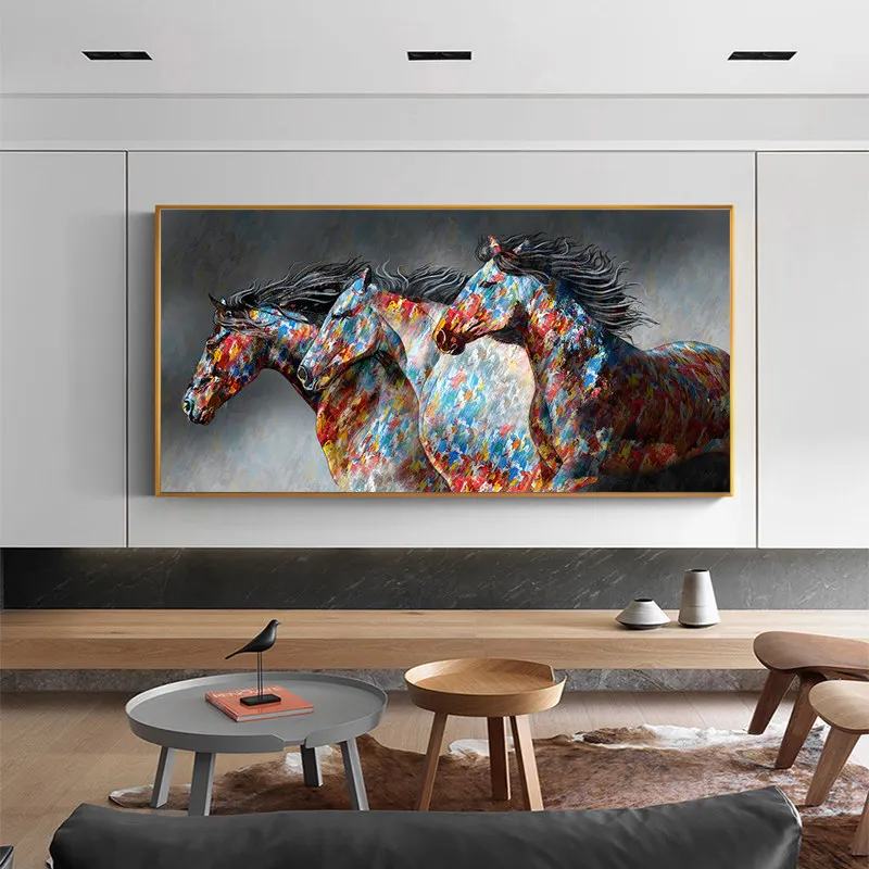70x140 см Беговая живопись на холсте с изображением лошади, большой размер Холст настенное искусство, скандинавский плакат печать, Дешевые Прямая холст печать