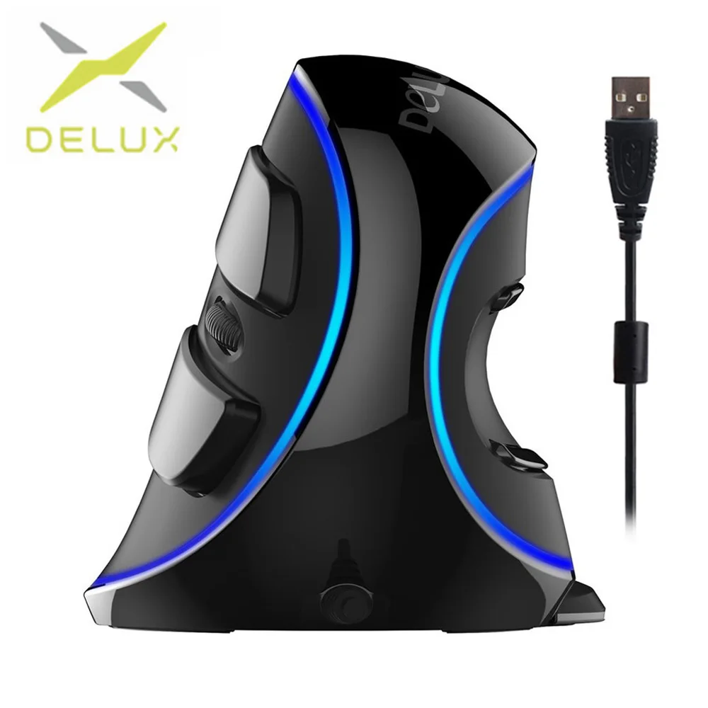 

Delux M618Plus Blue light Ergonomic Vertical wired Mouse 6 Buttons 600/1000/1600 DPI Computer mice with Palm Rest for Office