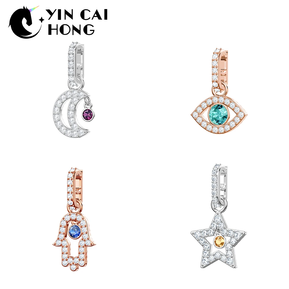 

YCH SWA High Quality REMIX COLLECTION Star Moon Devil's Eye Palm Hanging Charm Variety Combination Women's Bracelet Pendant