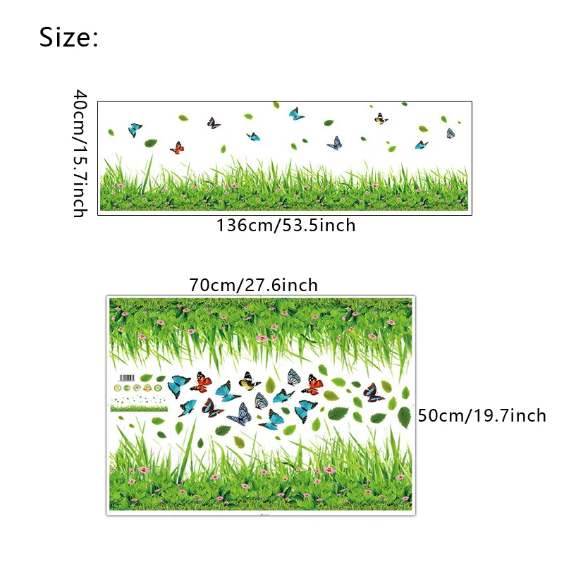 Зеленая трава разноцветные бабочки, цветы плинтус наклейки на стену для гостиной Спальня Ванная комната виниловые художественные наклейки украшения дома dc23