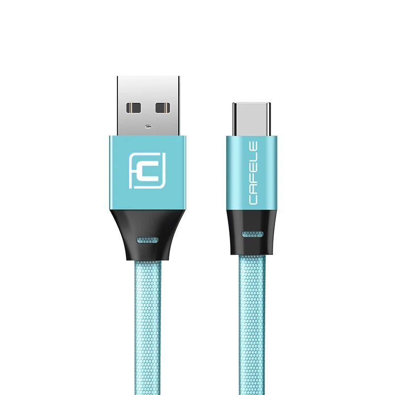 CAFELE type C USB кабель для зарядки для телефонов samsung huawei Xiaomi Oneplus Прочный usb type C порт кабели для мобильных телефонов - Цвет: Blue