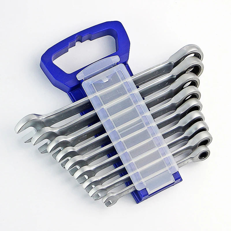 

YOFE 8,10,11,12,13,14,15,17,19mm Quick Flexible Reversible Ratchet Spanner Plastic Frame Universal Ratchet Wrench Hand Tool Set