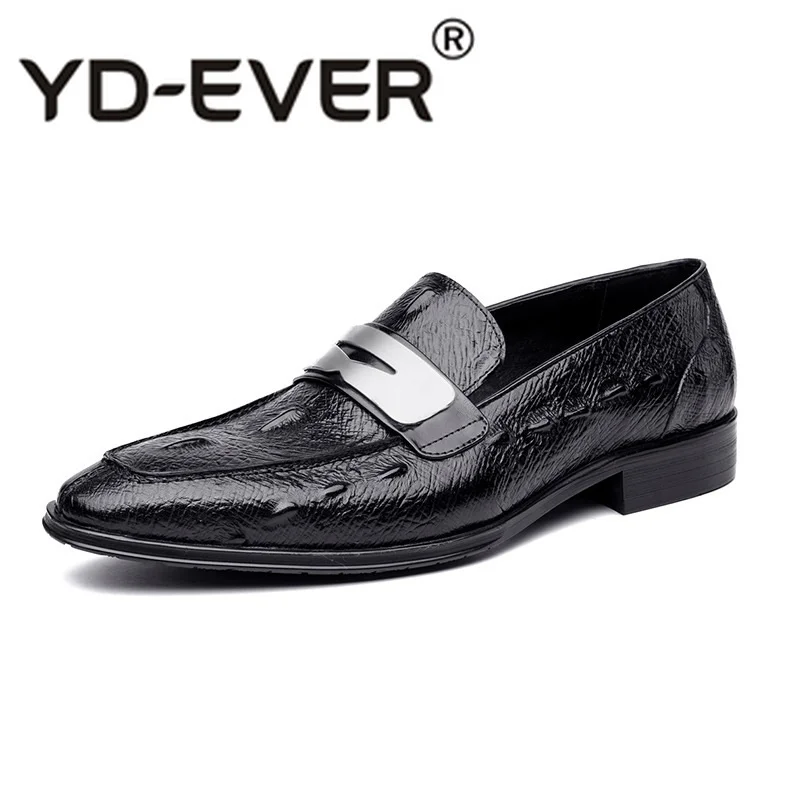 

Trend Of Men Black Dress Shoes Fashion Crocodile Pattern Slip On Business Leisure Leather Shoes Metal Charm Party Shoes