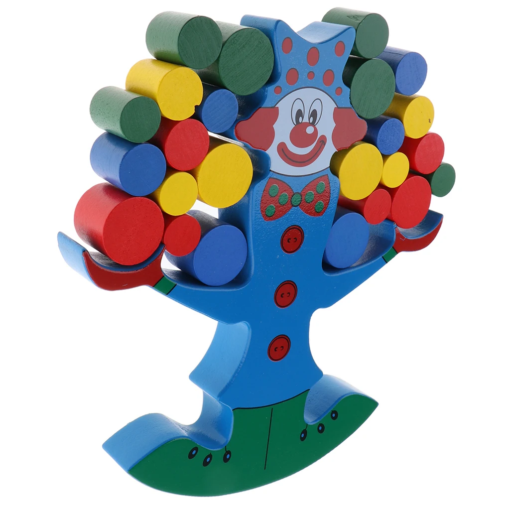 

Clown Block Stack Up Balancing Game Wooden Developmental Toy for Baby Kids Boys Girls Fun Play