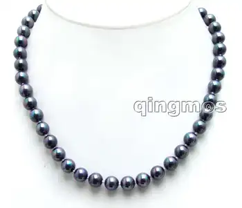 

SALE 8mm Round High Quality Black Sea shell Pearl 17" necklace-nec6024 Wholesale/retail Free shipping