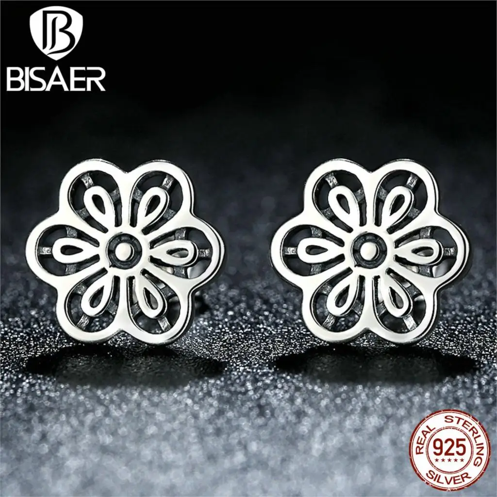 925 Sterling Silver Floral Daisy Lace Flower Stud Earrings for Women