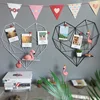 DIY Decoration Iron Storage Rack Holder Postcards Mesh Frame Home Bedroom Metal Heart-Shaped Photo Grid Frame Wall Photos Frame ► Photo 3/6