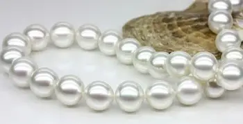 

Jewelry Pearl Necklace Huge 18"10-11mm Natural South Sea genuine white perfect round pearl necklace Free Shipping