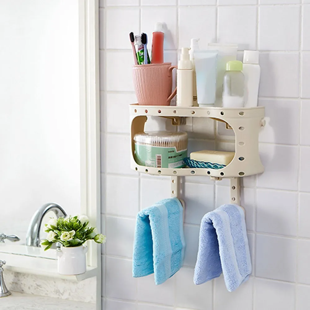 Simple INS Style Plastic Suction Cup Bathroom Kitchen Corner Storage