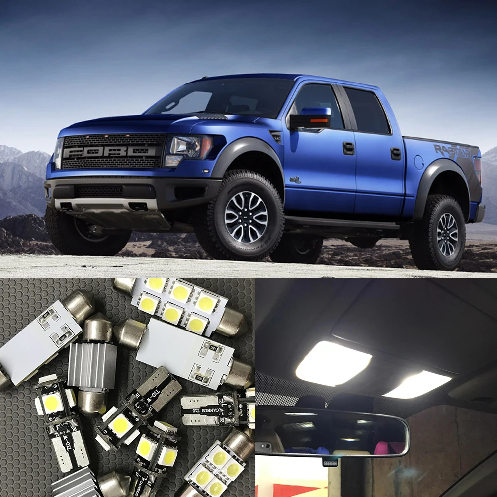 Us 14 99 14pcs No Error Auto Xenon White Led Light Bulbs Interior Package Kit For Ford F 150 2004 2012 Map Dome License Plate Light In Signal Lamp