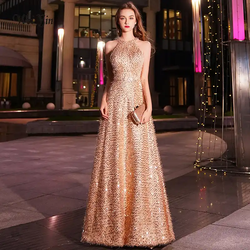 elegant long gold evening dresses